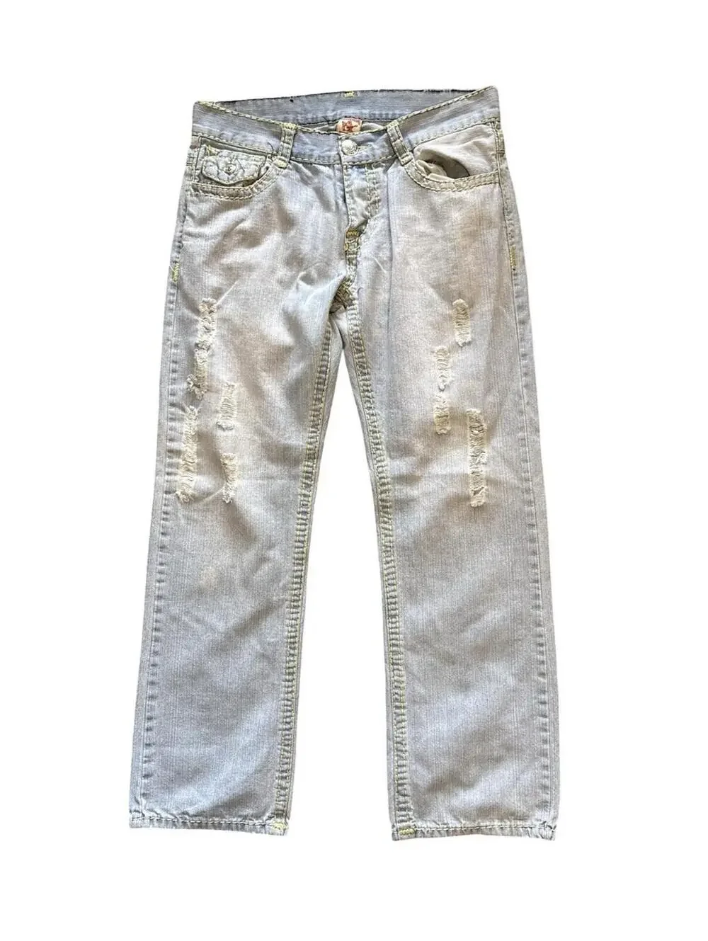 True Religion Billy Super T Denim Jeans Men’s Light Wash Distressed Size 34x30